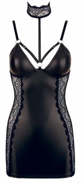 Matte Mini Dress with Lace Collar