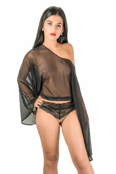 Cloud Climax Black Mamba Size 4-6 Gypsy Black Top & High Waist Knickers