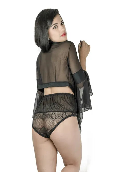 Cloud Climax Black Mamba Size 4-6 Gypsy Black Top & High Waist Knickers