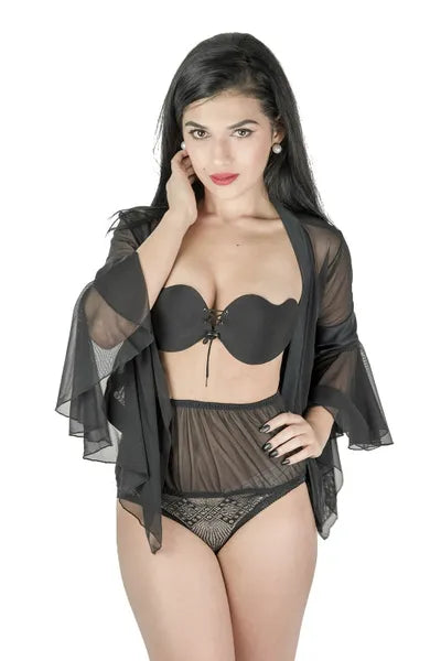Cloud Climax Black Mamba Size 4-6 Gypsy Black Top & High Waist Knickers