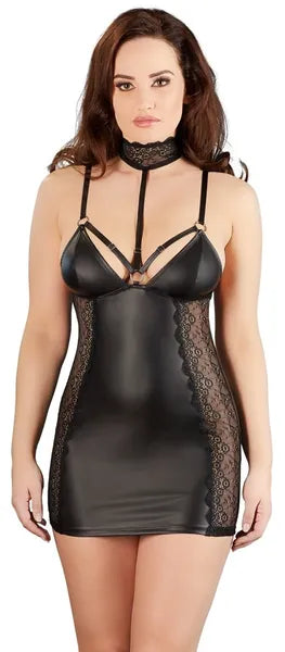 Matte Mini Dress with Lace Collar